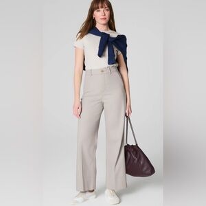 SPANX “supersmooth” Stretch Twill Wide Leg Cropped Pant Med. Petite Bone NWT